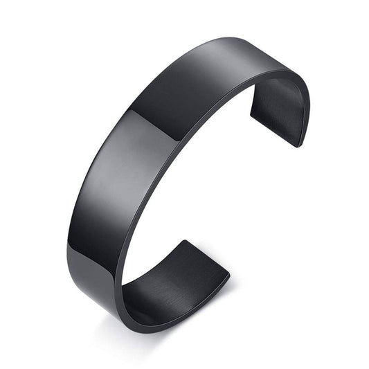 シンプルバングル メンズブレスレット｜Rockyu ステンレス ブラック 高級IP仕上げ