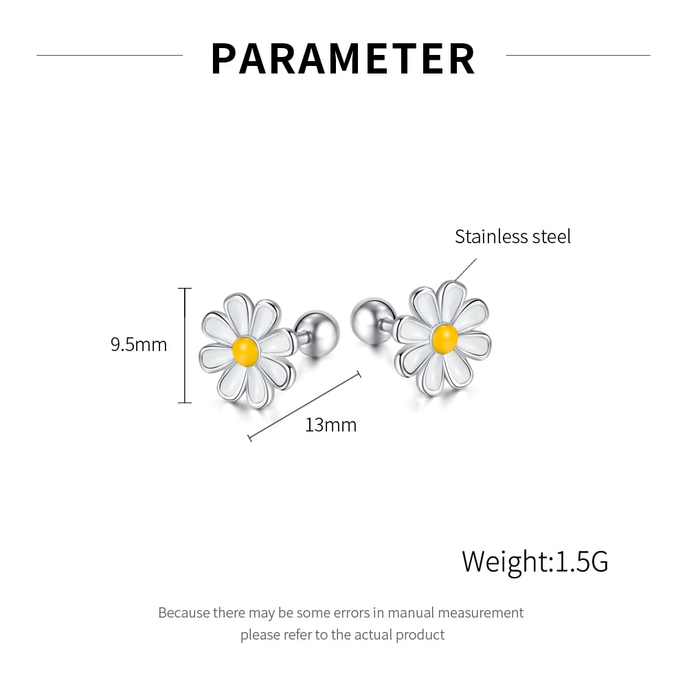 Rockyu ピアス レディース デイジー フラワー スタッドピアス ステンレス 小さめ 可愛い 金属アレルギー対応