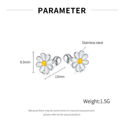 Rockyu ピアス レディース デイジー フラワー スタッドピアス ステンレス 小さめ 可愛い 金属アレルギー対応