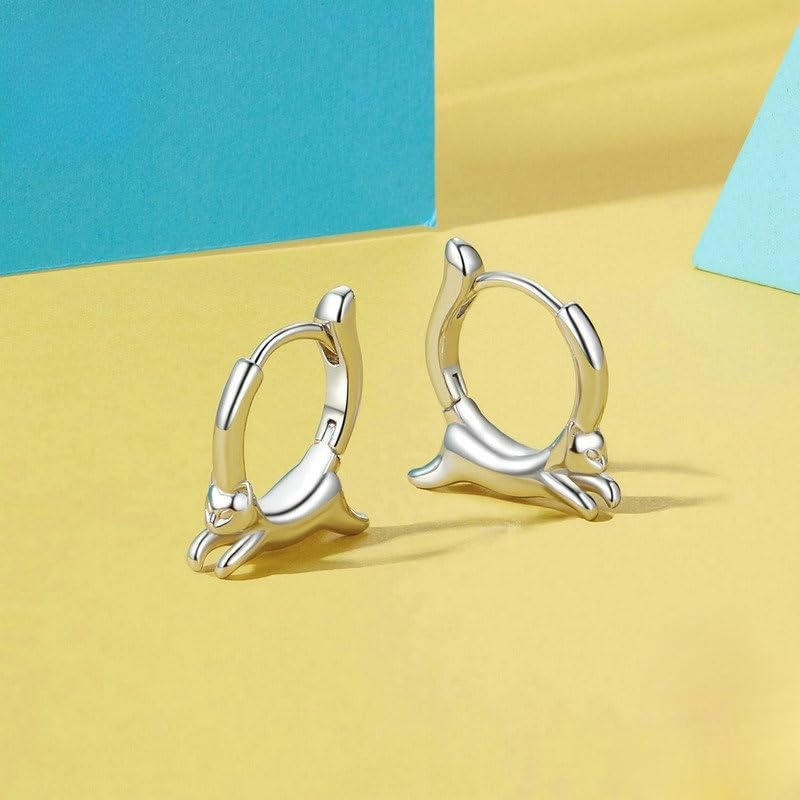 Rockyu ピアス リング レディース シルバー925 小さめフープ アニマルモチーフ 犬 猫 パンダ 可愛いセット