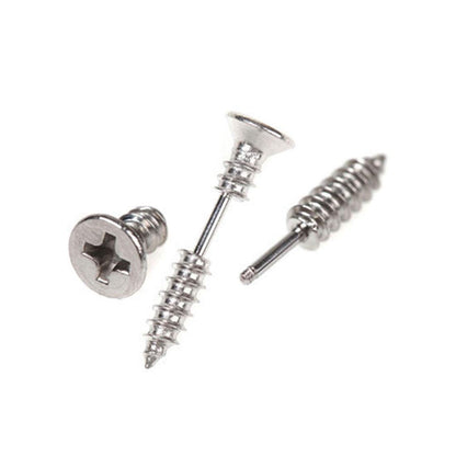 Rockyu ネジ型ピアス メンズ – 両耳用 チタン製 アメリカンスタイル 金属アレルギー対応