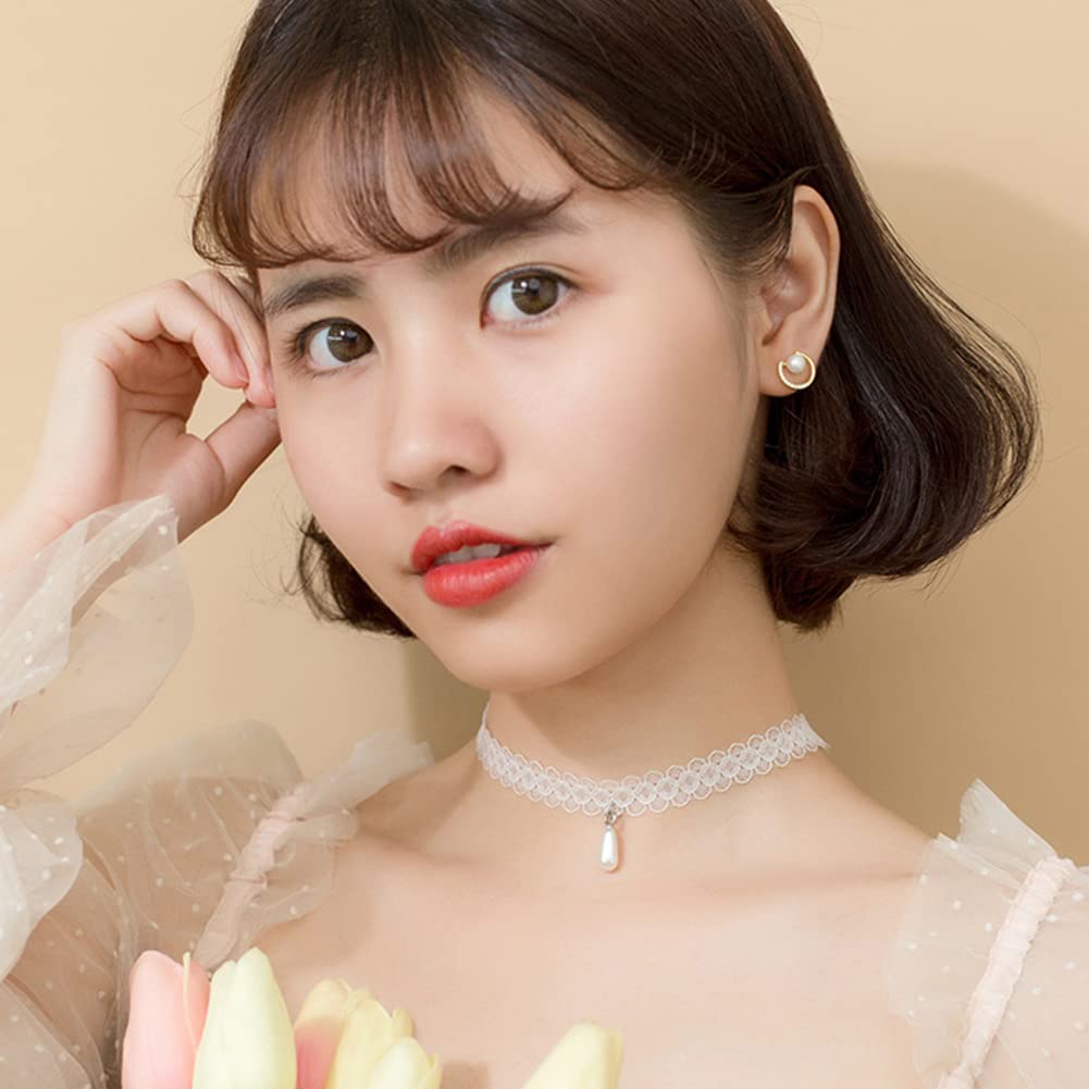 S925パール＆ダイヤ風ミニフープピアス｜小さな輝きで耳元に気品を