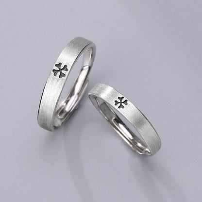 Rockyu 指輪 メンズ シルバー925 ペアリング 四つ葉クローバー サイズ調整可 結婚婚約