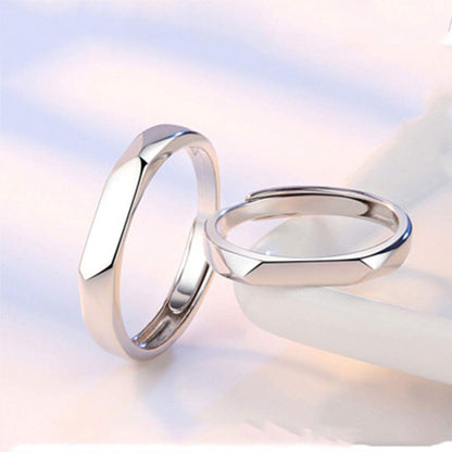 Rockyu シルバー925 ペアリング フリーサイズ 多面カット 結婚＆婚約指輪