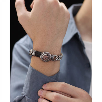 Rockyu メンズ スカルブレスレット シルバー 喜平チェーン 磁気留め具