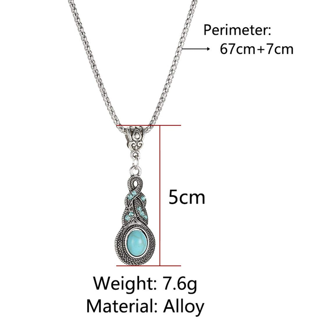 Rockyu ネックレス ピアス セット レディース ターコイズ 雫型 ボヘミアン風ジュエリー