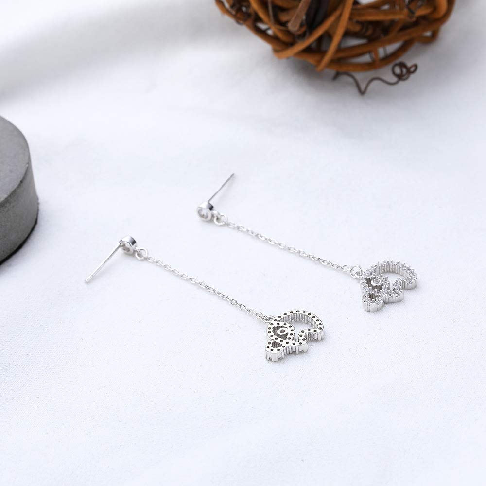 Rockyu ピアス レディース 人気 揺れる 大人可愛い 象モチーフ ロングチェーンピアス ジルコニア シルバー925 アレルギー対応