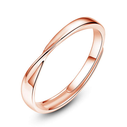 Rockyu シンプルクロスデザイン リング レディース ピンクゴールド＆シルバー 18Kメッキ フリーサイズ