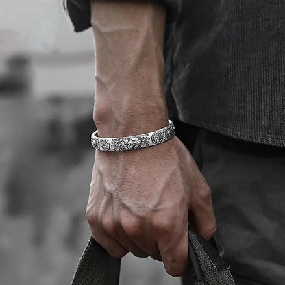 バングル レディース メンズ 般若心経刻印 シルバー お守り 開運アクセサリー