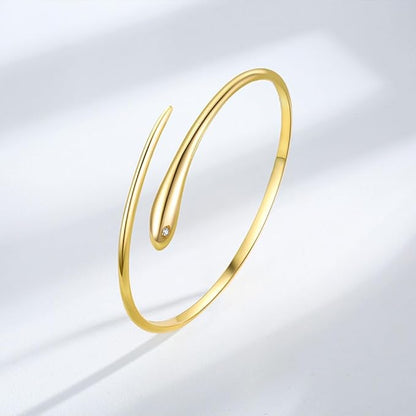 Rockyu 蛇モチーフバングルブレスレット｜シルバー925風のフリーサイズデザイン