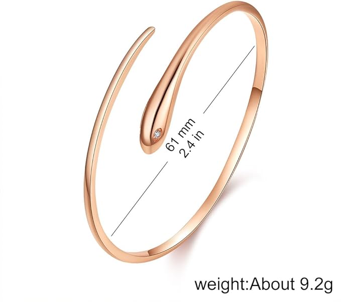 Rockyu 蛇モチーフバングルブレスレット｜シルバー925風のフリーサイズデザイン