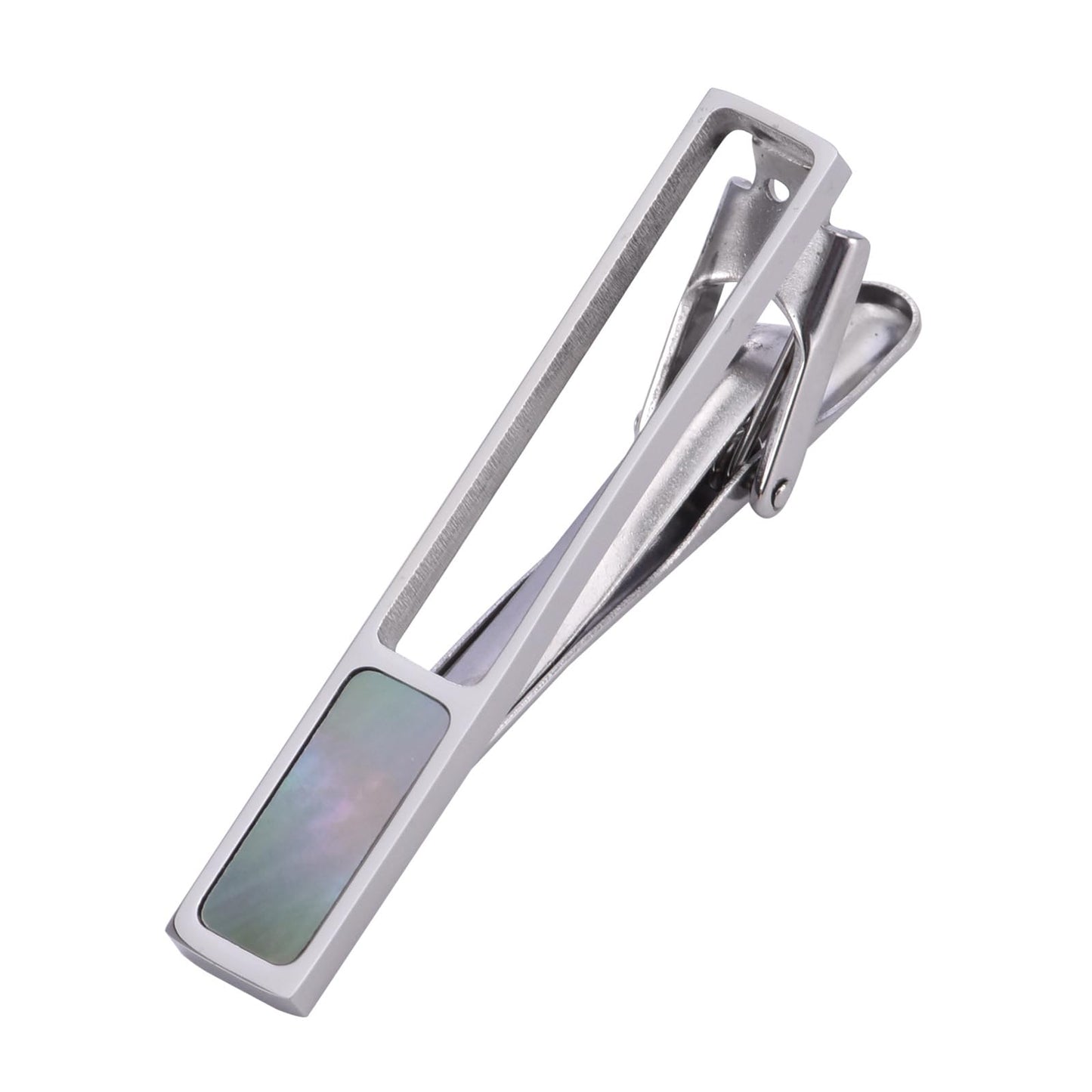 Rockyu ネクタイピン メンズ 誕生石＆天然貝インレイ 水色石 青砂石 パールシェル 黒蝶貝 5cm ビジネス フォーマル