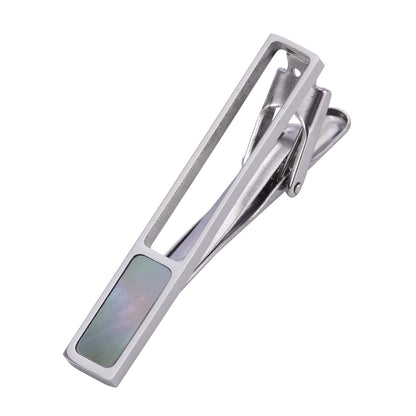 Rockyu ネクタイピン メンズ 誕生石＆天然貝インレイ 水色石 青砂石 パールシェル 黒蝶貝 5cm ビジネス フォーマル