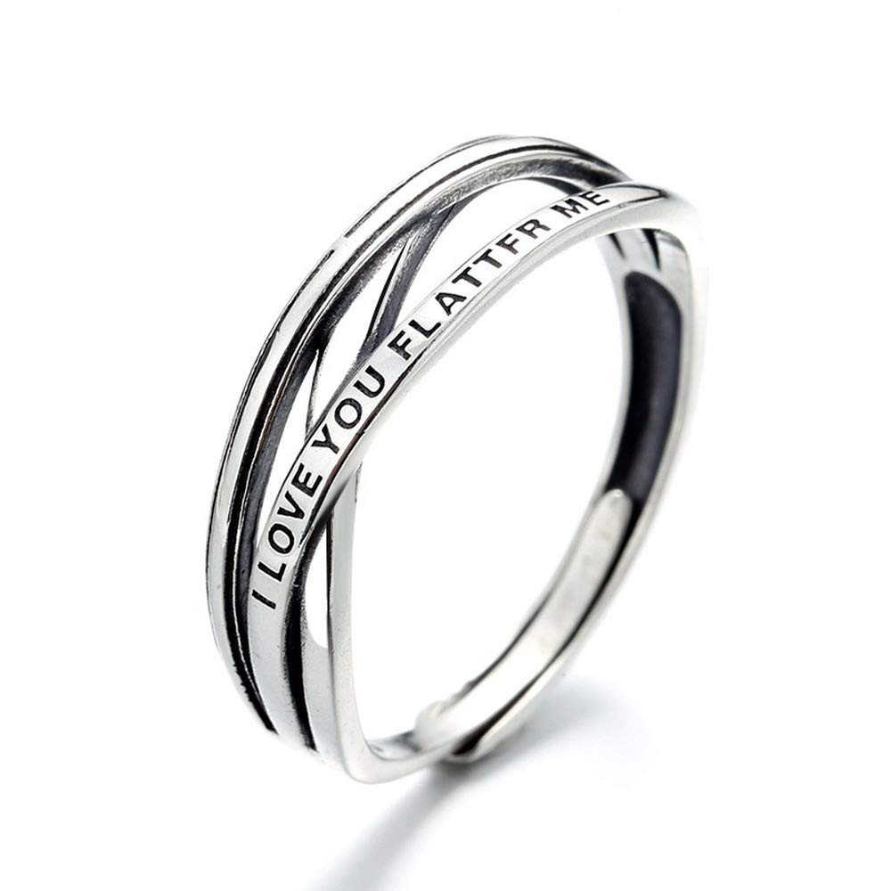 Rockyu インターリーブリング シルバー925 フリーサイズ レディース 英文刻印