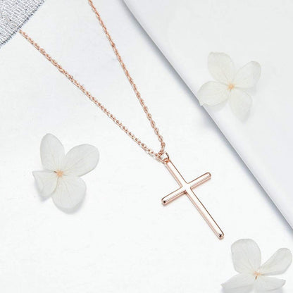 Rockyu レディース 十字架 シルバー ネックレス ステンレス シンプル