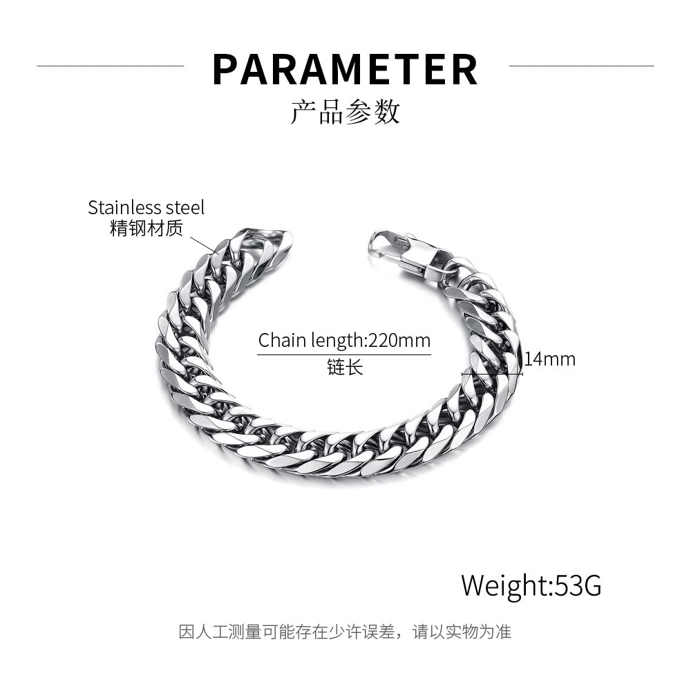 Rockyu ブレスレット メンズ チタン 喜平チェーン シルバー 金属アレルギー対応 ヒップホップスタイル