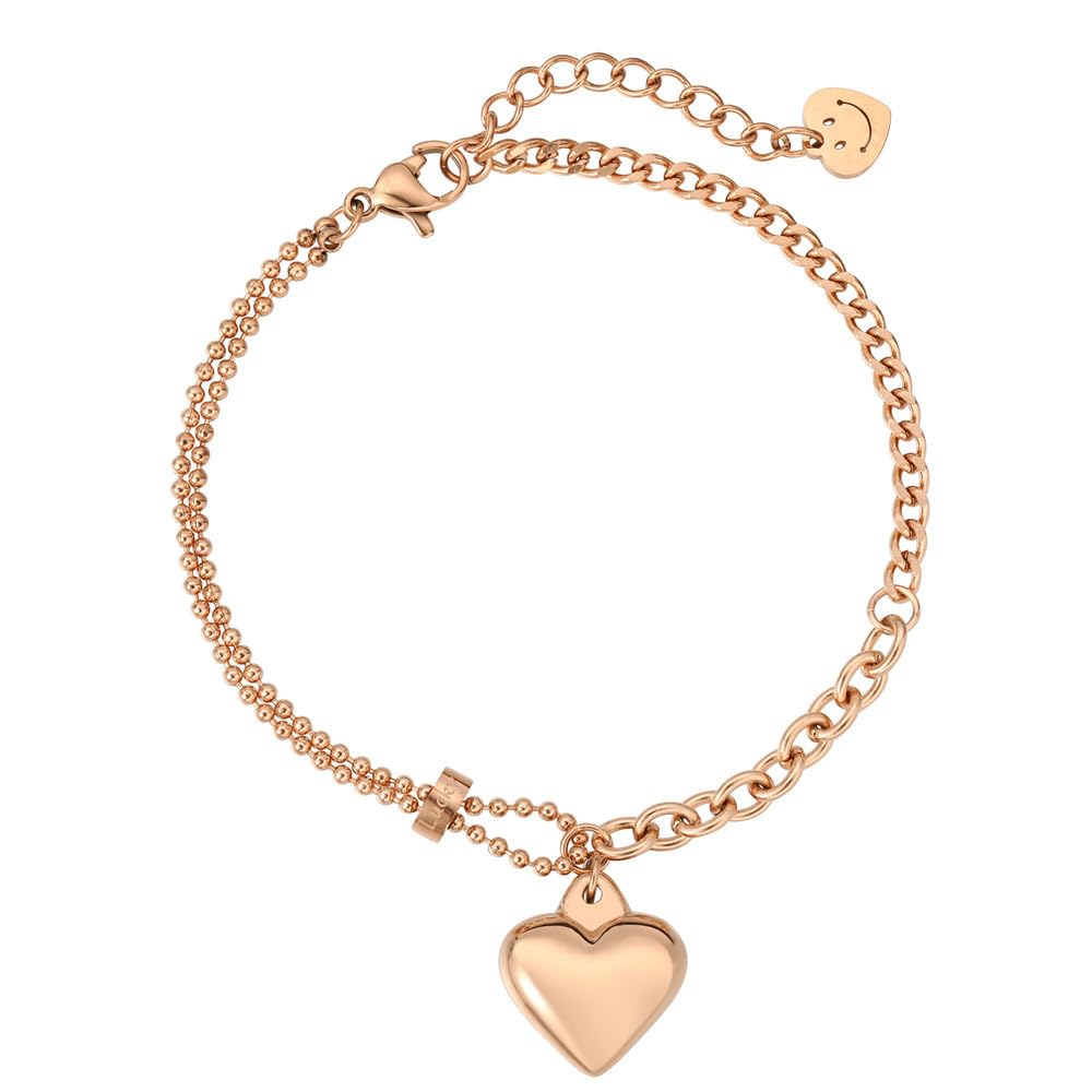 Rockyu レディース ハートブレスレット チタンステンレス アジャスタブル 金属アレルギー対応