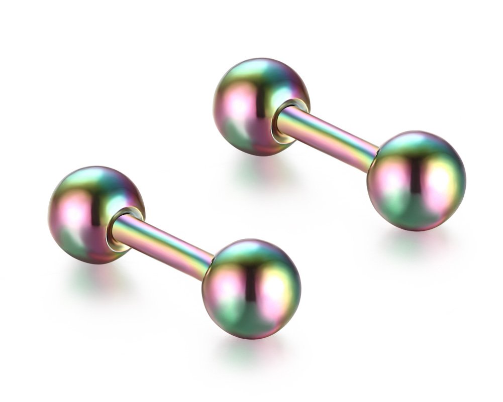 Rockyu バーベルピアス ボール 4mm ステンレス メンズ レディース 軟骨 ピアス 金属アレルギー対応 おしゃれ かっこいい 男女兼用 アクセサリー