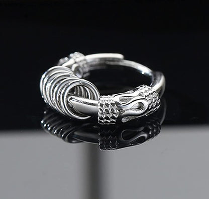 Rockyu 龍紋フープピアス メンズ 両耳用 サージカルステンレス 小さめ シンプルデザイン