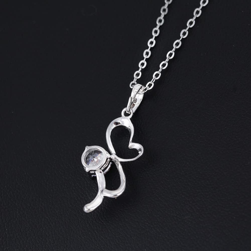 Rockyu ネックレス レディース ハート ジルコニア シルバー＆ゴールド 18K仕上げ