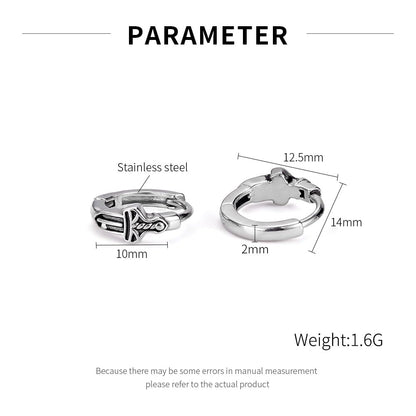 Rockyu ピアス メンズ ステンレス 片耳 剣モチーフ フープ型 シルバー アレルギー対応