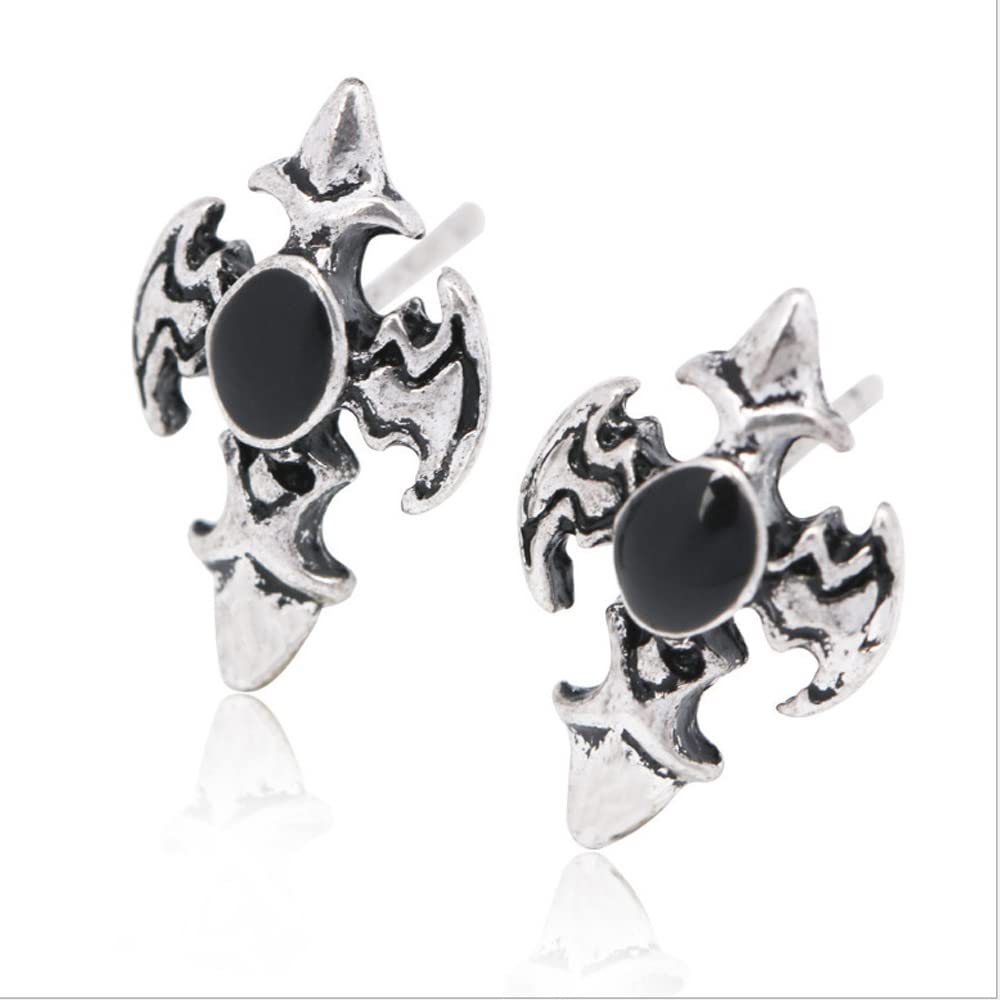 Rockyu ピアス メンズ レディース スターシェイプ シルバー ブラック ジルコニア チタン