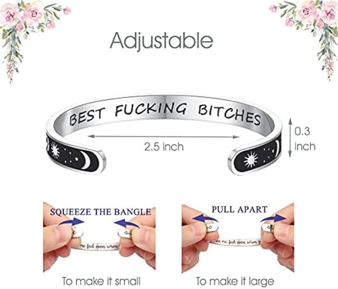 Rockyu フリーサイズ ステンレス バングル ブレスレット メンズ レディース ペア対応 刻印入り おしゃれシンプルデザイン