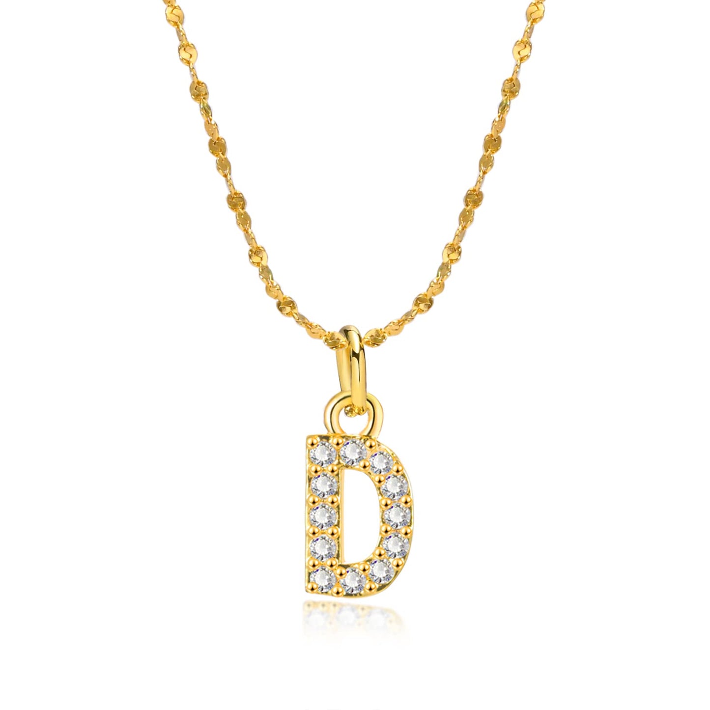 Rockyu ネックレス レディース ゴールド イニシャルペンダント ジルコニア アレルギー対応