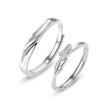 Rockyu 指輪 カップル ペアリング メンズ レディース シルバー925 羽モチーフ ジルコニア 調整可能 純銀製 リング