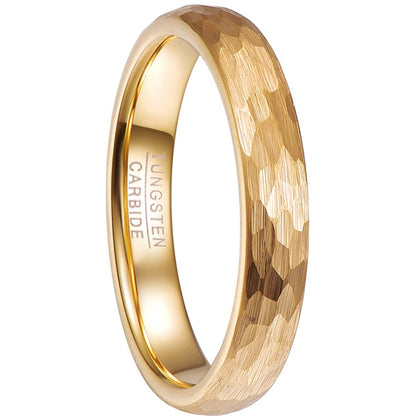 Rockyu タングステンリング 鎚目加工 ピンクゴールド＆ゴールド メンズ 6mm甲丸リング