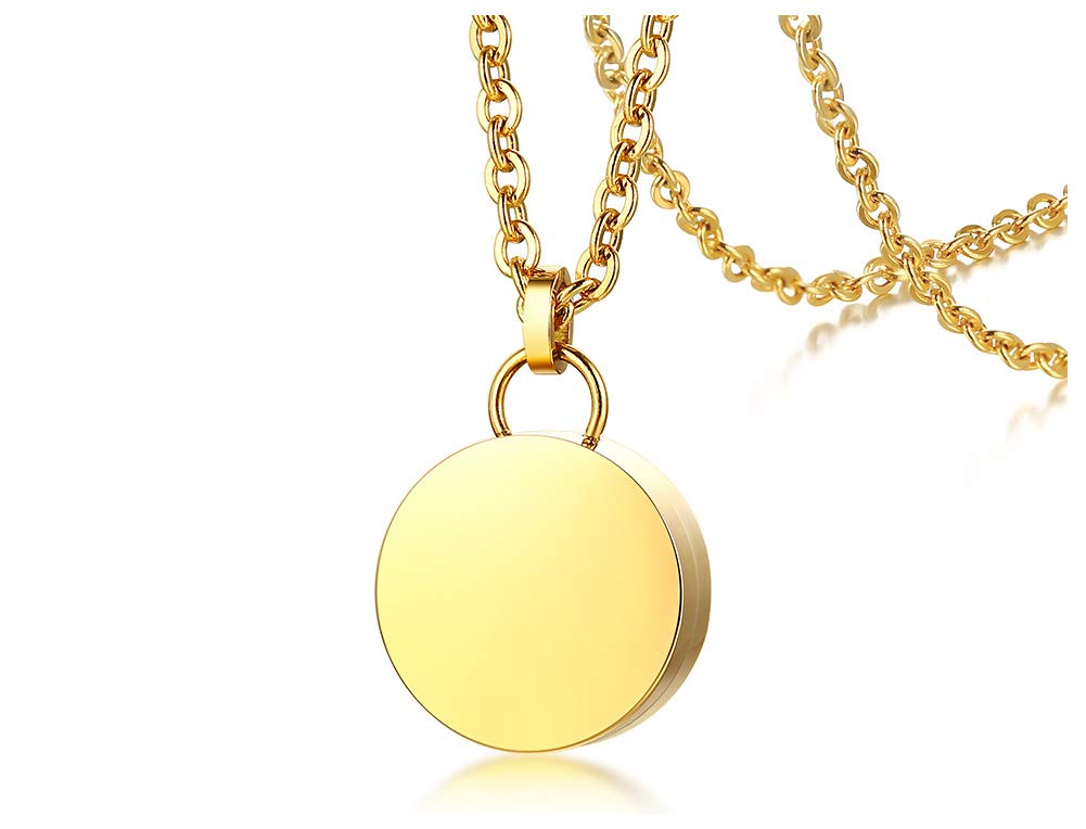 Rockyu サークル型メモリアルネックレス メンズ ステンレス製 遺骨カプセル ロング60cmチェーン