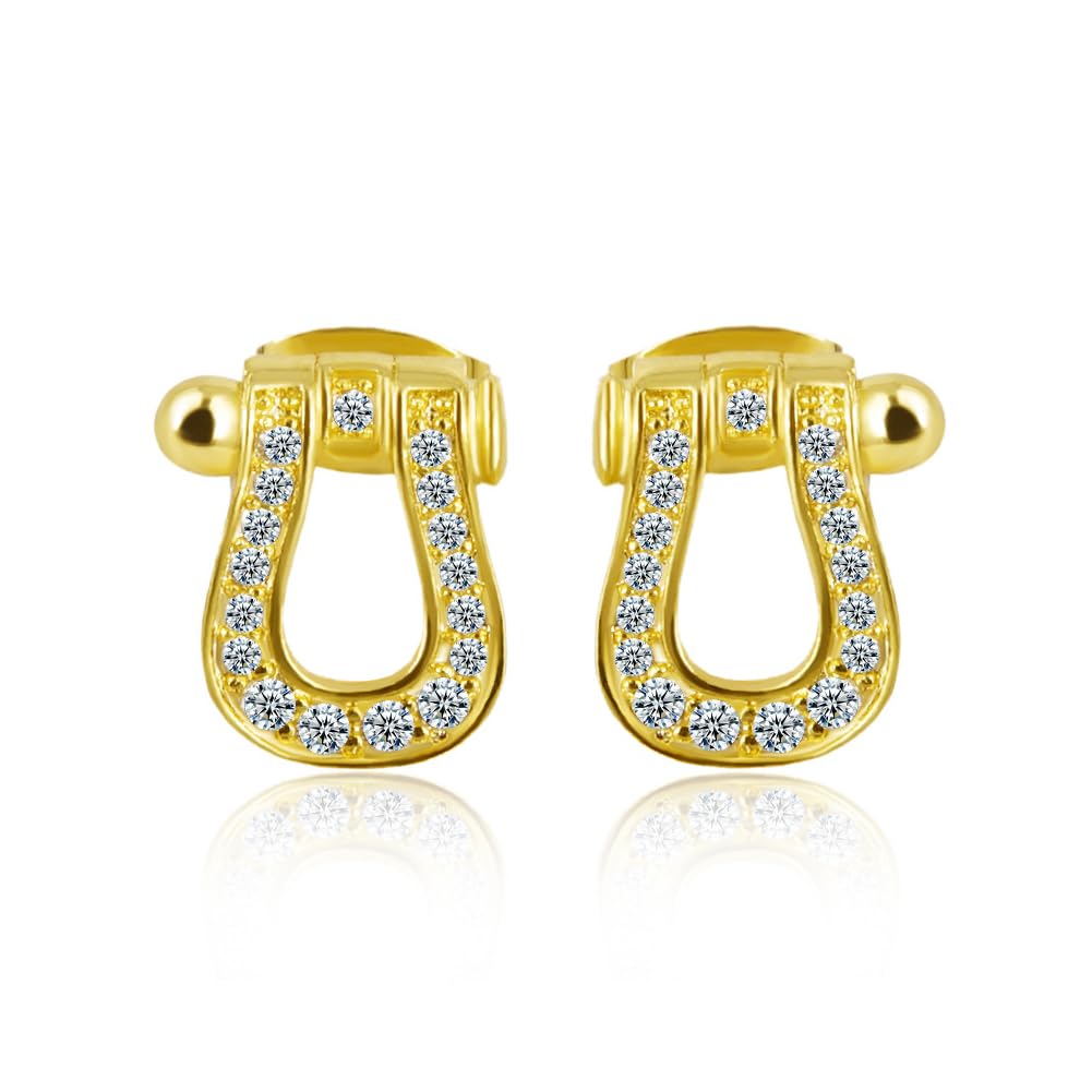 Rockyu シルバー925＆ピンクゴールド 馬蹄U型ジルコニアピアス レディース 金属アレルギー対応