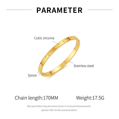 バングル レディース ゴールド シルバー ステンレス 金属アレルギー対応 ジルコニア シンプルデザイン