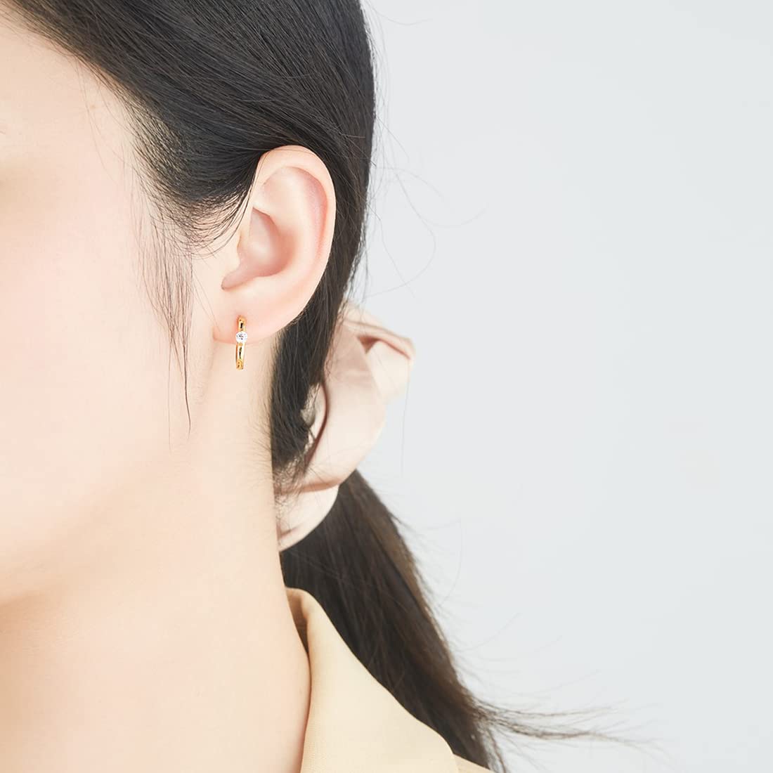 Rockyu ピアス レディース シルバー925 ジルコニア カラー宝石 鏡面仕上げ 円型 リングピアス 金属アレルギー対応 ファッション アクセサリー ギフト