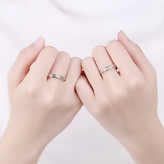 Rockyu ペアリング 純銀 シンプルデザイン シルバー925 メンズ＆レディース フリーサイズ