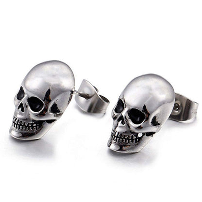Rockyu ピアス メンズ スカル シルバー チタン合金 両耳セット