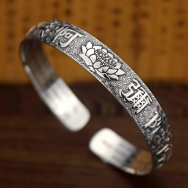 バングル レディース メンズ 般若心経刻印 シルバー お守り 開運アクセサリー