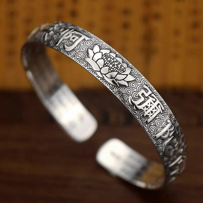 バングル レディース メンズ 般若心経刻印 シルバー お守り 開運アクセサリー