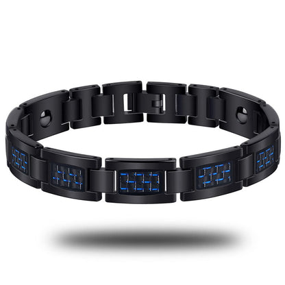 Rockyu ブレスレット メンズ 磁気 ゲルマニウム 静電気除去 ステンレス チェーン風デザイン