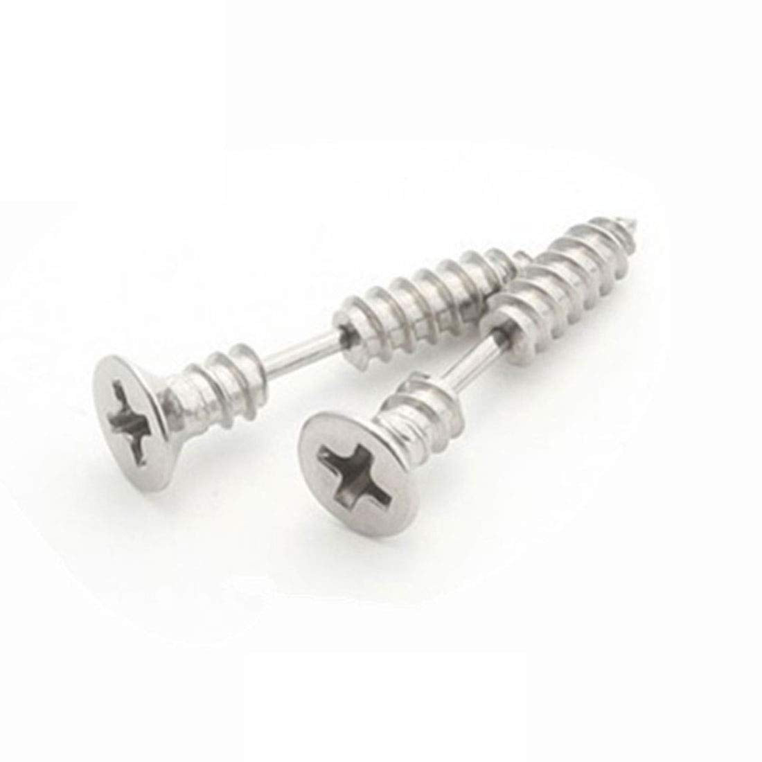 Rockyu ネジ型ピアス メンズ – 両耳用 チタン製 アメリカンスタイル 金属アレルギー対応