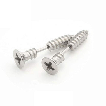 Rockyu ネジ型ピアス メンズ – 両耳用 チタン製 アメリカンスタイル 金属アレルギー対応