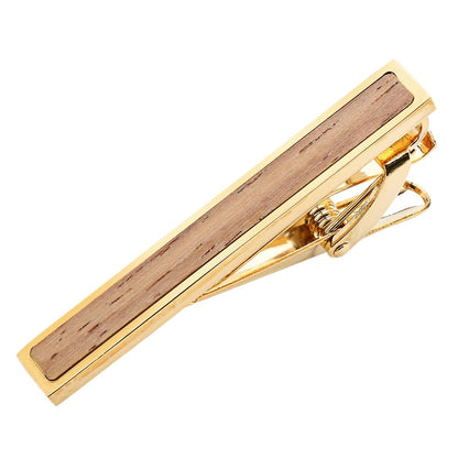 Rockyu ネクタイピン メンズ 木製 ステンレス 長方形デザイン ビジネス/ギフト用