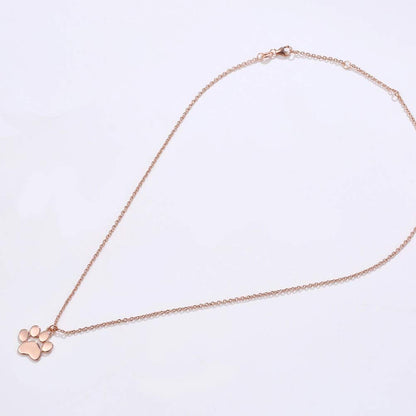 Rockyu 純銀ネックレス レディース 18Kゴールド仕上げ 犬猫の足跡モチーフ シルバー925 ペンダント