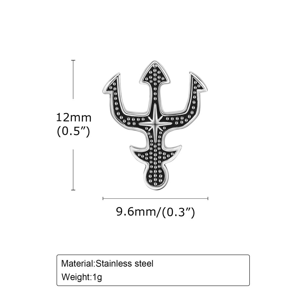 Rockyu メンズ トライデントピアス 六芒星モチーフ ステンレス シルバー 片耳用 金属アレルギー対応