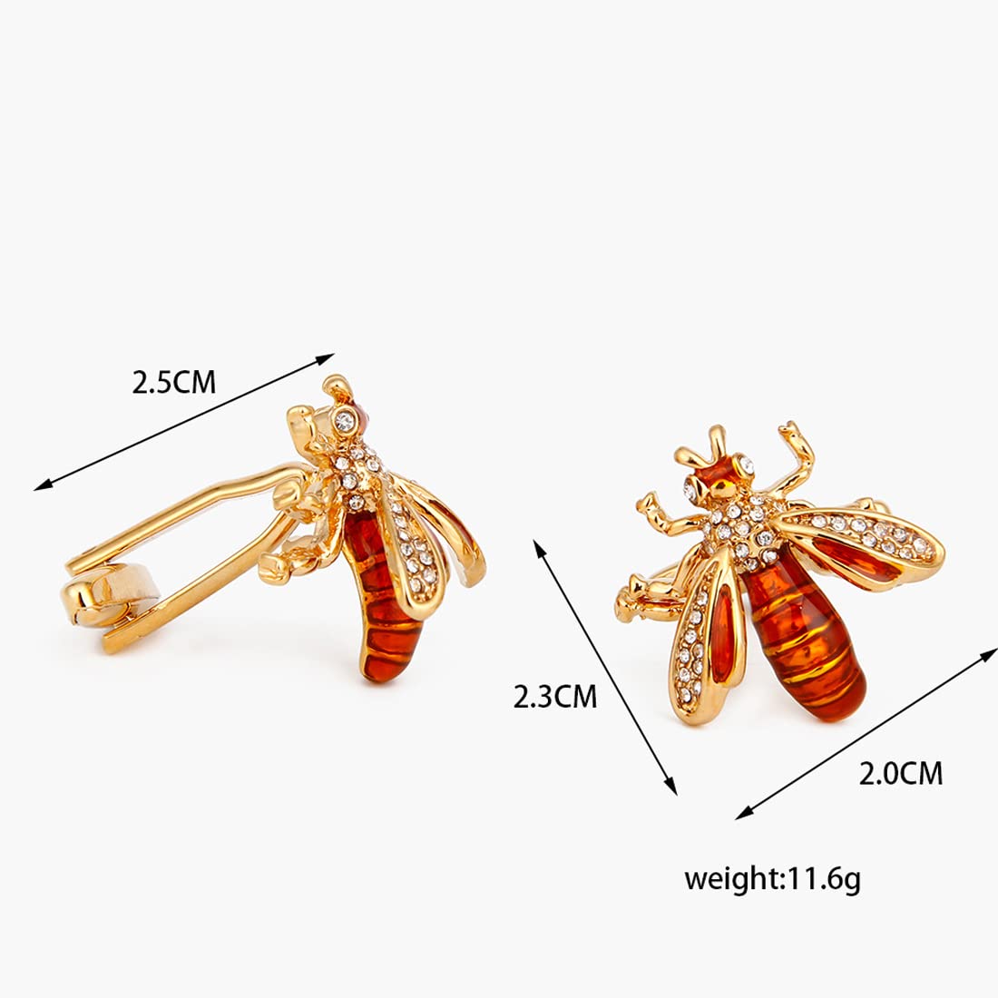 Rockyu カフスボタン メンズ 蜜蜂モチーフ ピンクゴールド＆レッド ビジネス＆カジュアル