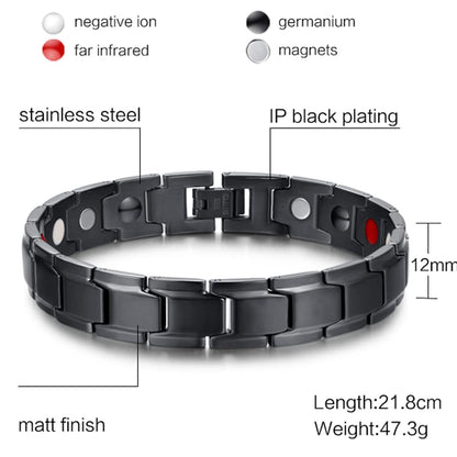Rockyu 磁気ゲルマニウムブレスレット メンズ レディース ステンレス チェーンバングル 静電気対策 血行サポートデザイン