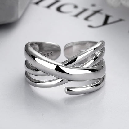 Rockyu リング レディース フリーサイズ 多連クロスデザイン シルバー ゴールド 金属アレルギー対応