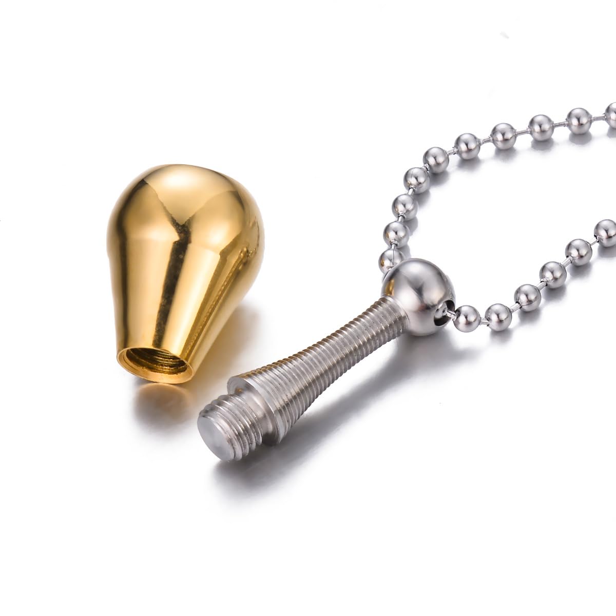 Rockyu ネックレス メンズ レディース ステンレス ウォータードロップ ペンダント 開閉式 香水ボトル 骨壷 メモリアルジュエリー