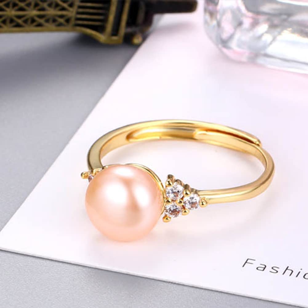 Rockyu レディース フリーサイズ パールリング シンプル 上品デザイン