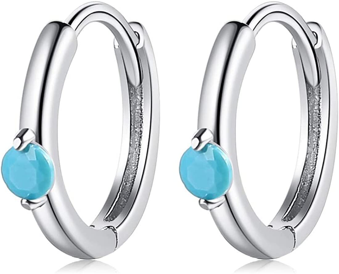 Rockyu ピアス レディース シルバー925 ジルコニア カラー宝石 鏡面仕上げ 円型 リングピアス 金属アレルギー対応 ファッション アクセサリー ギフト